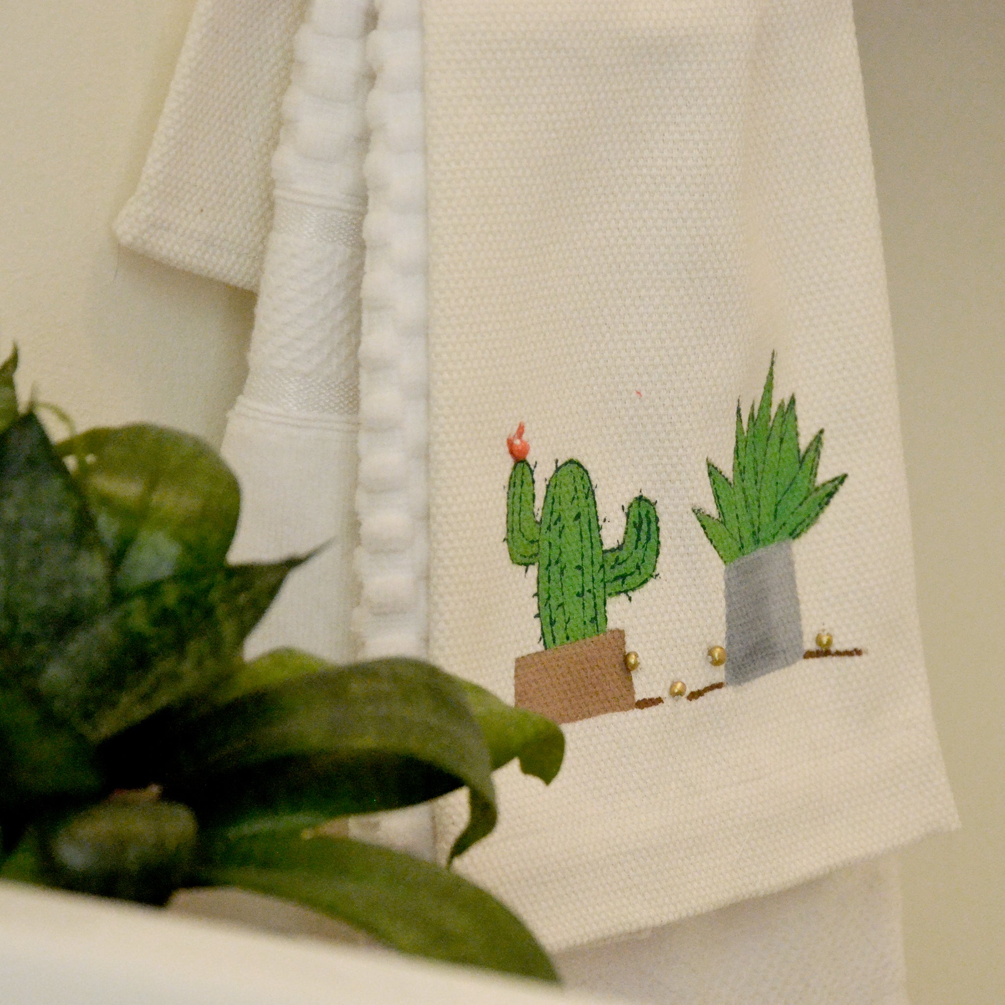 Cactus Collection, Handpainted Linen Towel