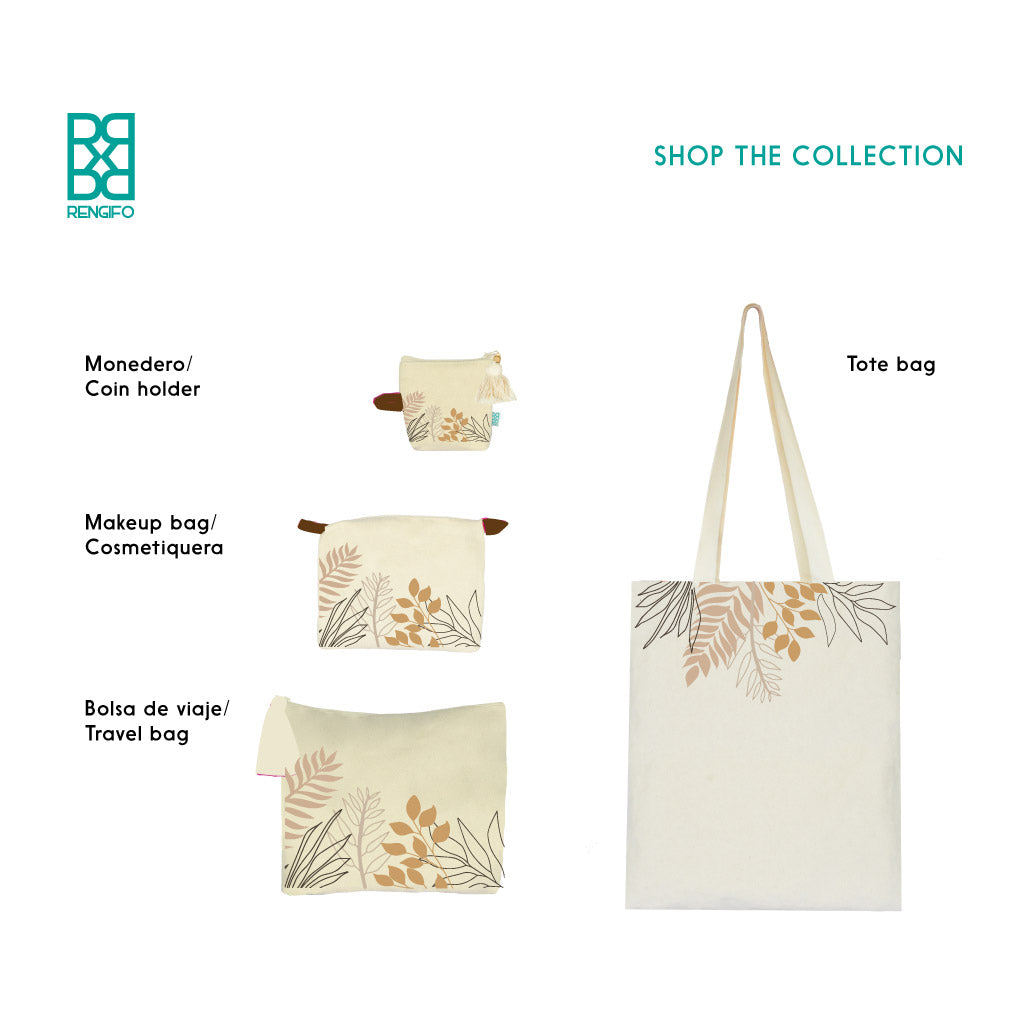 Minimal Leaves Collection, Handpainted Travel Bag