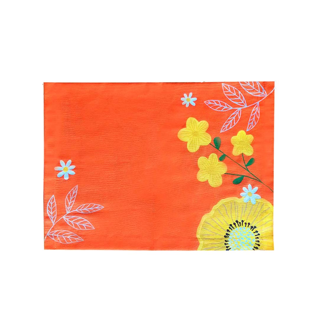 Spring Flowers Collection, Handpainted Cotton Placemats, Set of 4