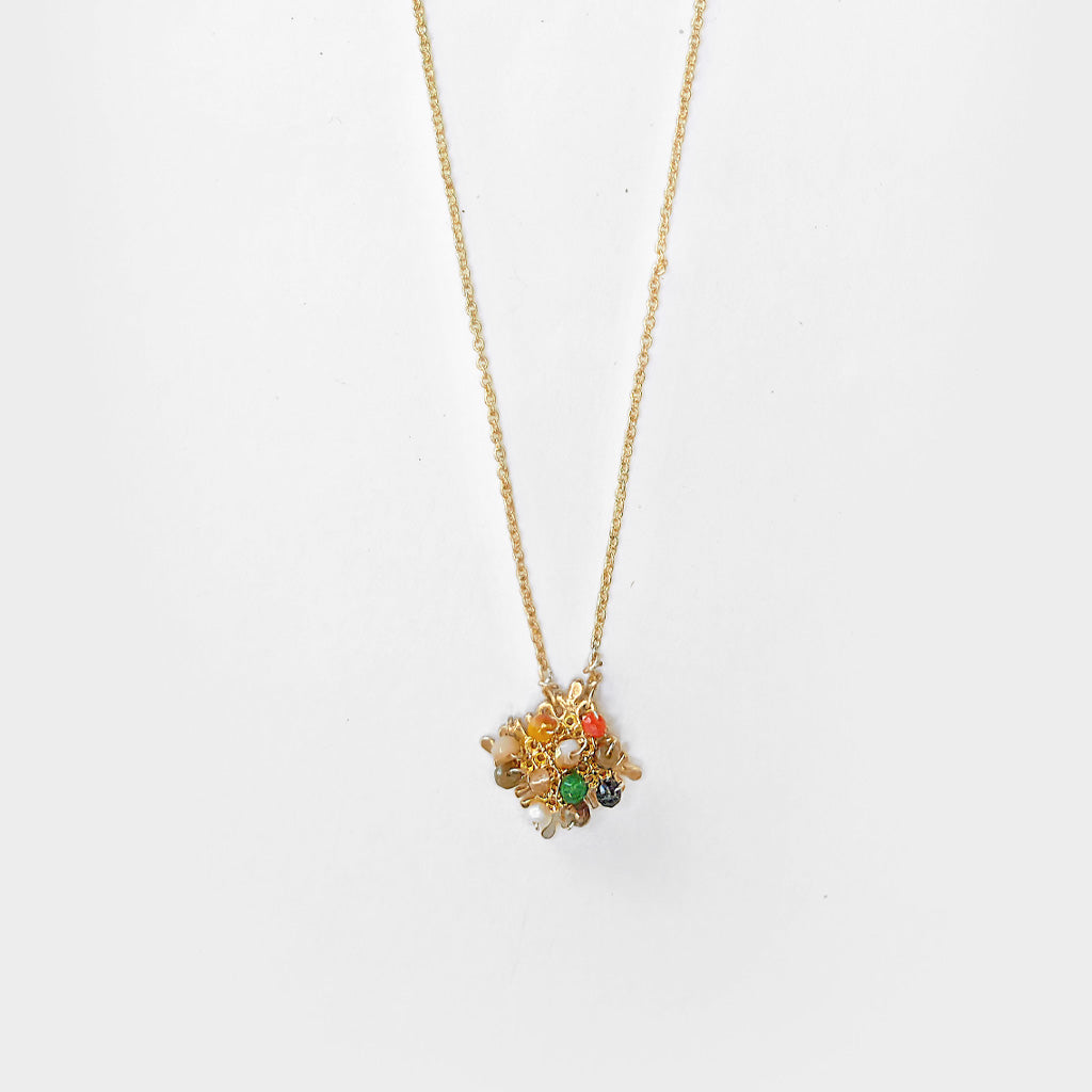 Multicolor Crystals Pendant Short Necklace