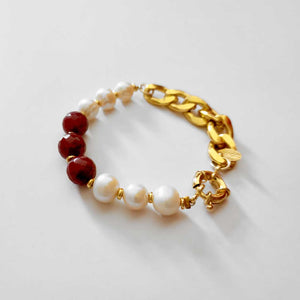 Pearls and Ochre Quartz Bracelet