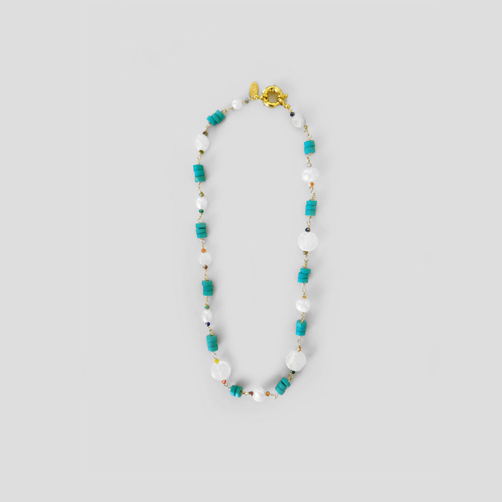 Turquoise and Multicolored Crystals Short Necklace
