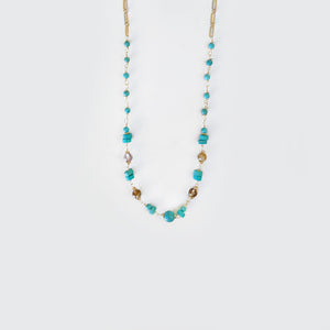 Turquoise and Neutrals Short Necklace