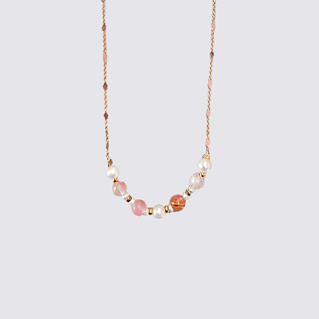 Pink Corals and Pearl Short Necklace