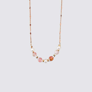 Pink Corals and Pearl Short Necklace