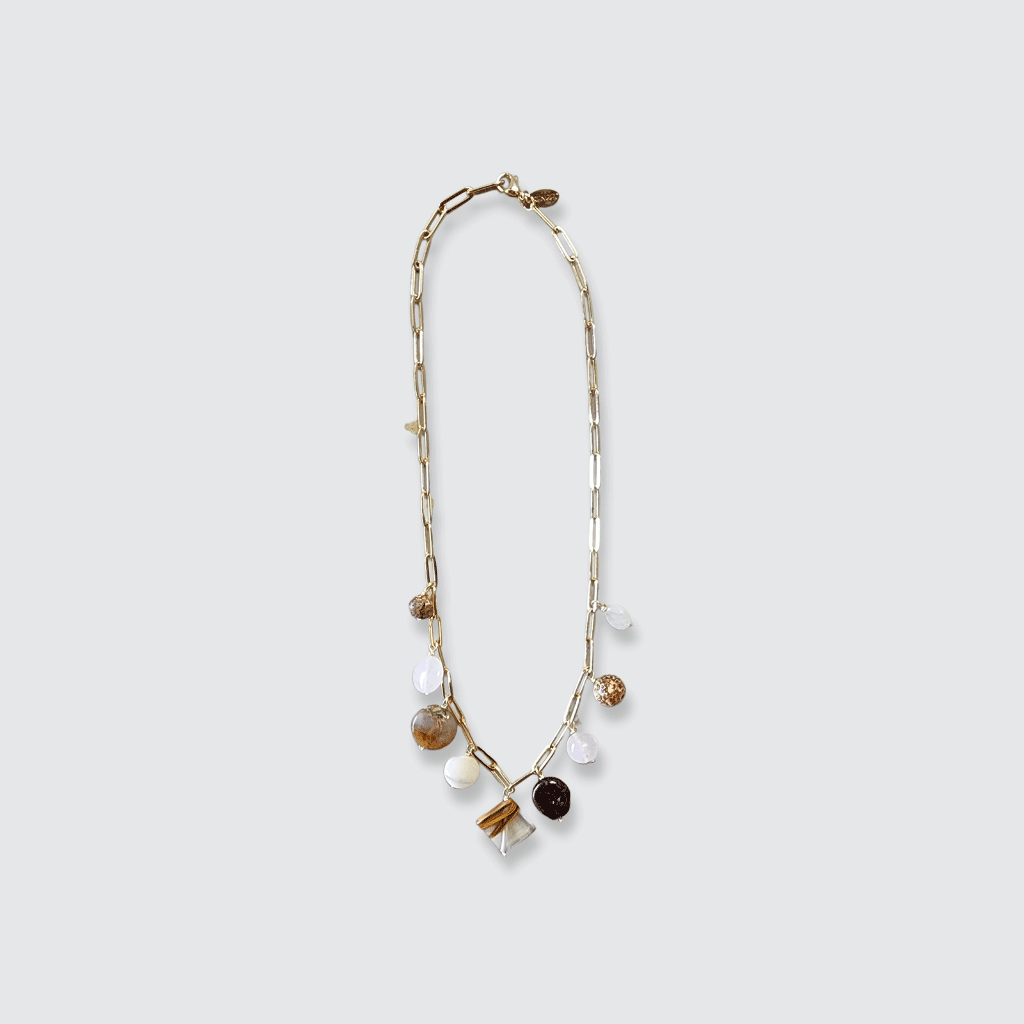 Quartz, Nacar and Pearls Short Necklace