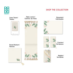 Set of 4, Joyful Christmas Collection, Handpainted Cotton Placemats