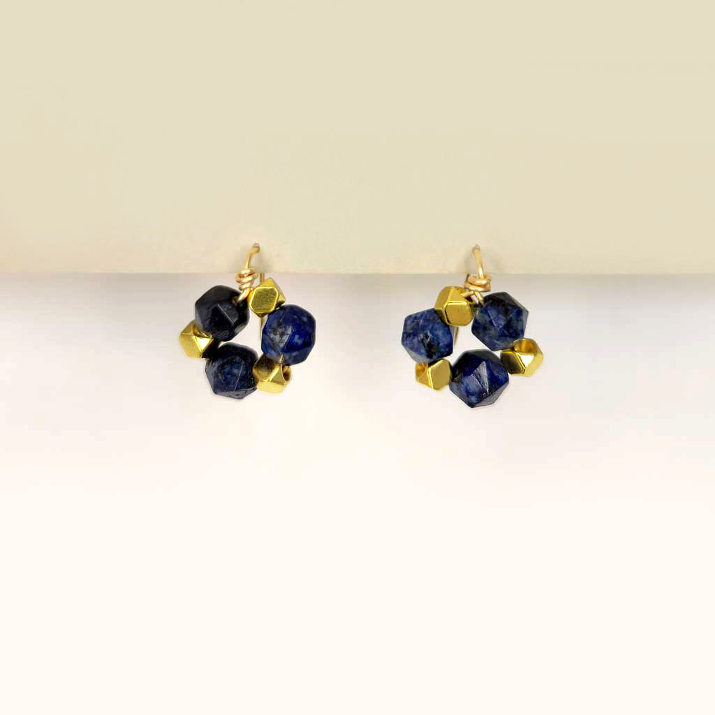 Blue and gold small earrings
