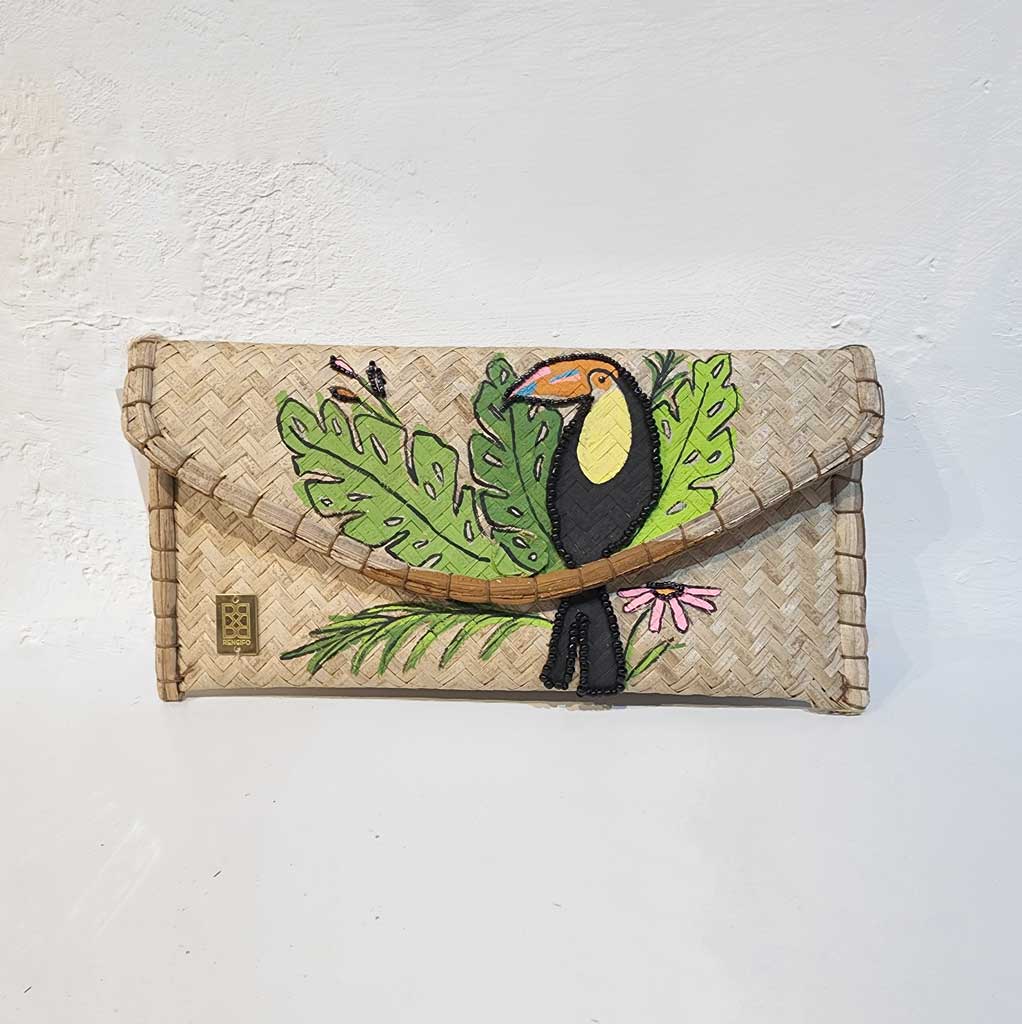 Toucan Handpainted Large Clutch