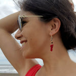 Red Coral Drop Earrings