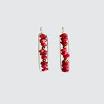 Red Coral Rectangular Earrings