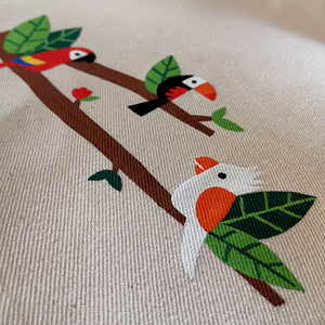 Tropical Birds Collection, Handpainted Cotton Table Runner