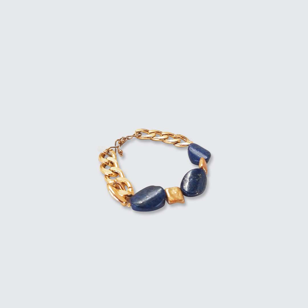 Lapis Lazuli and Square Pearl Bracelet