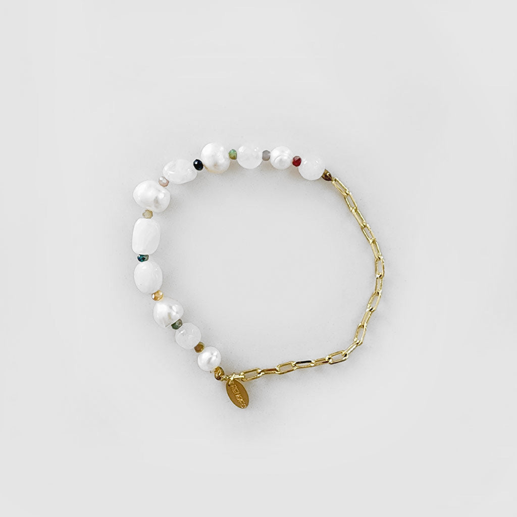 Pearls, Quartz, Agatha and Colorful Crystals Bracelet