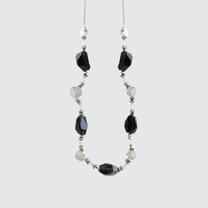 Pearls, Quartz and Hematite Stone Necklace