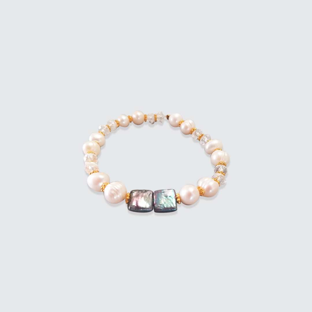 Square Pearls, Pearls and Crystals Bracelet