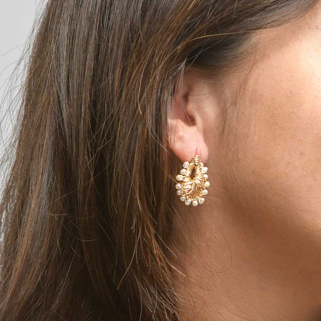 Pearls Drop Woven Earrings