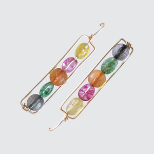 Multicolor Tourmaline Stone Earrings