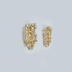 Small Pearls Woven Wire Earrings