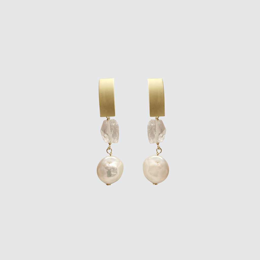 Pearl and Quartz Long Earrings