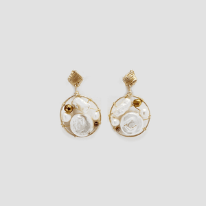 Woven Round Pearl Earrings