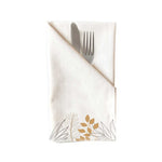 Minimal Leaves Collection, Handpainted Napkins, Set of 4.