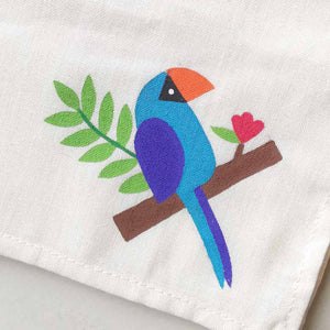 Geometric Blue Bird Collection, Handpainted Bread Blanket