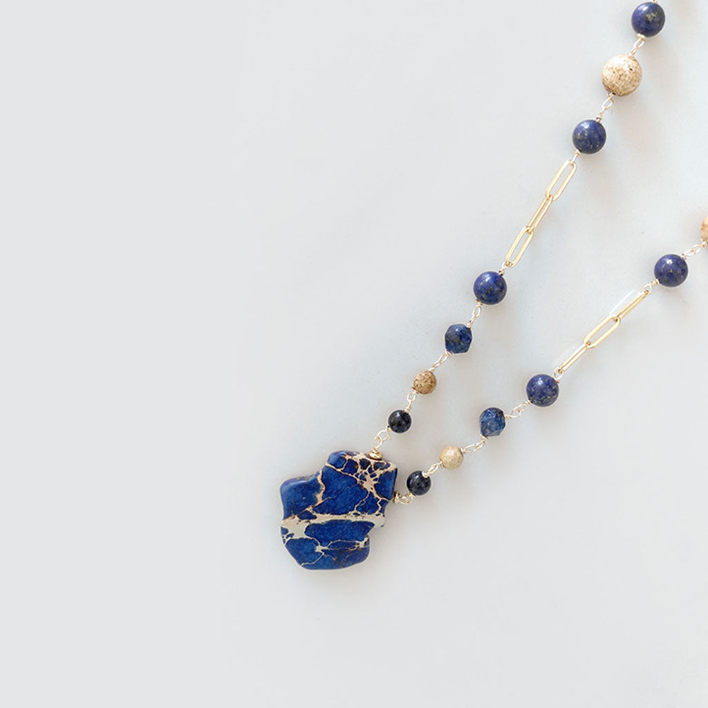 Lapis Lazuli Natural Stone Long Necklace