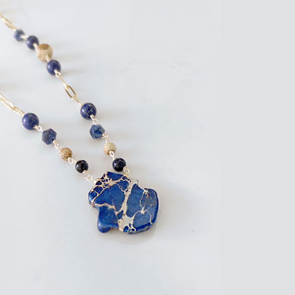 Lapis Lazuli Natural Stone Long Necklace