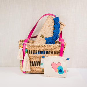 Pink Shoulder bag with tassels