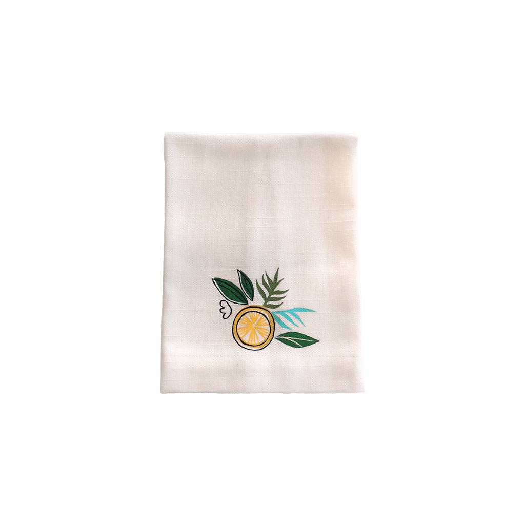 Lemon Collection, Handpainted Linen Towel, Set of two
