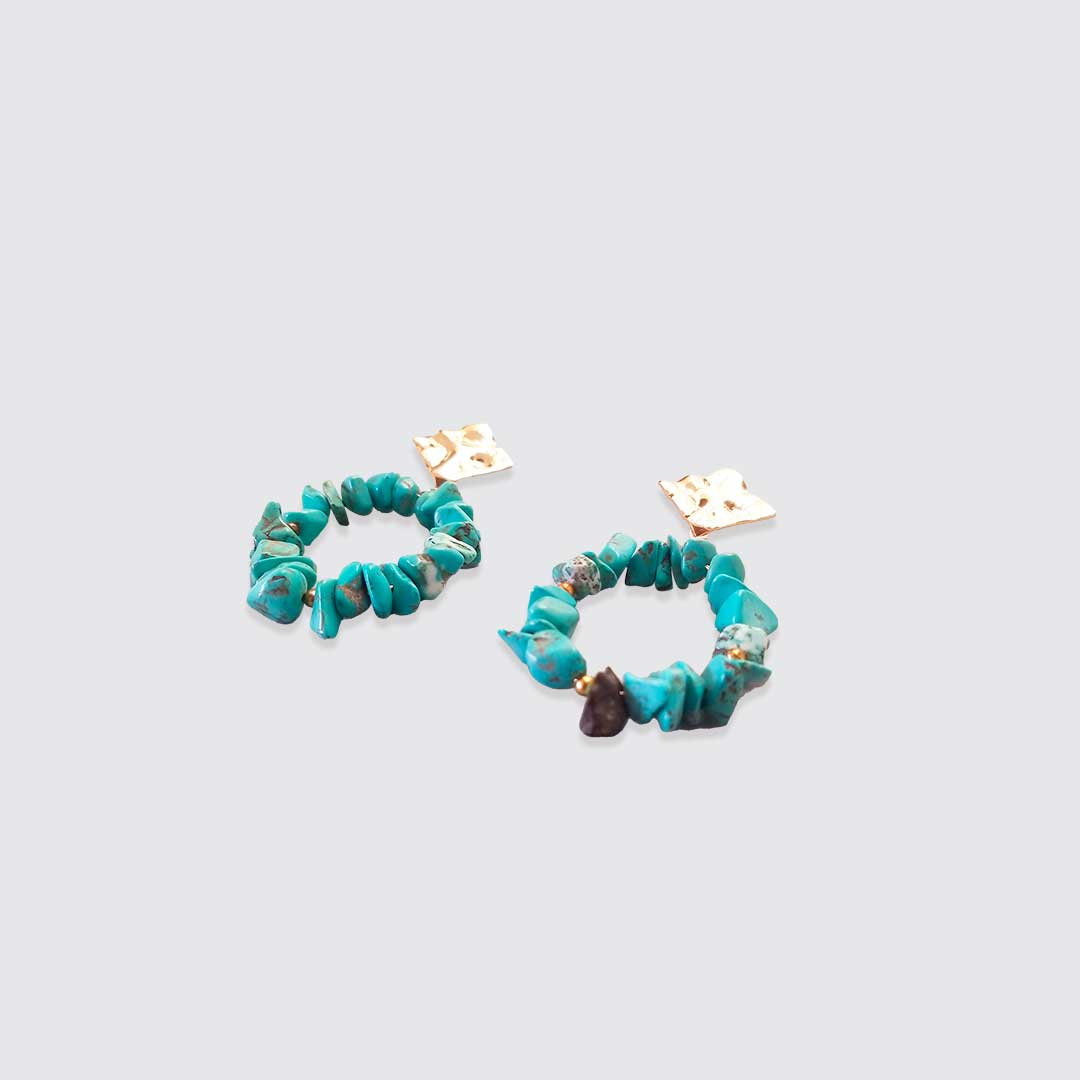 Turquoise with Plaque Hoop Earrings